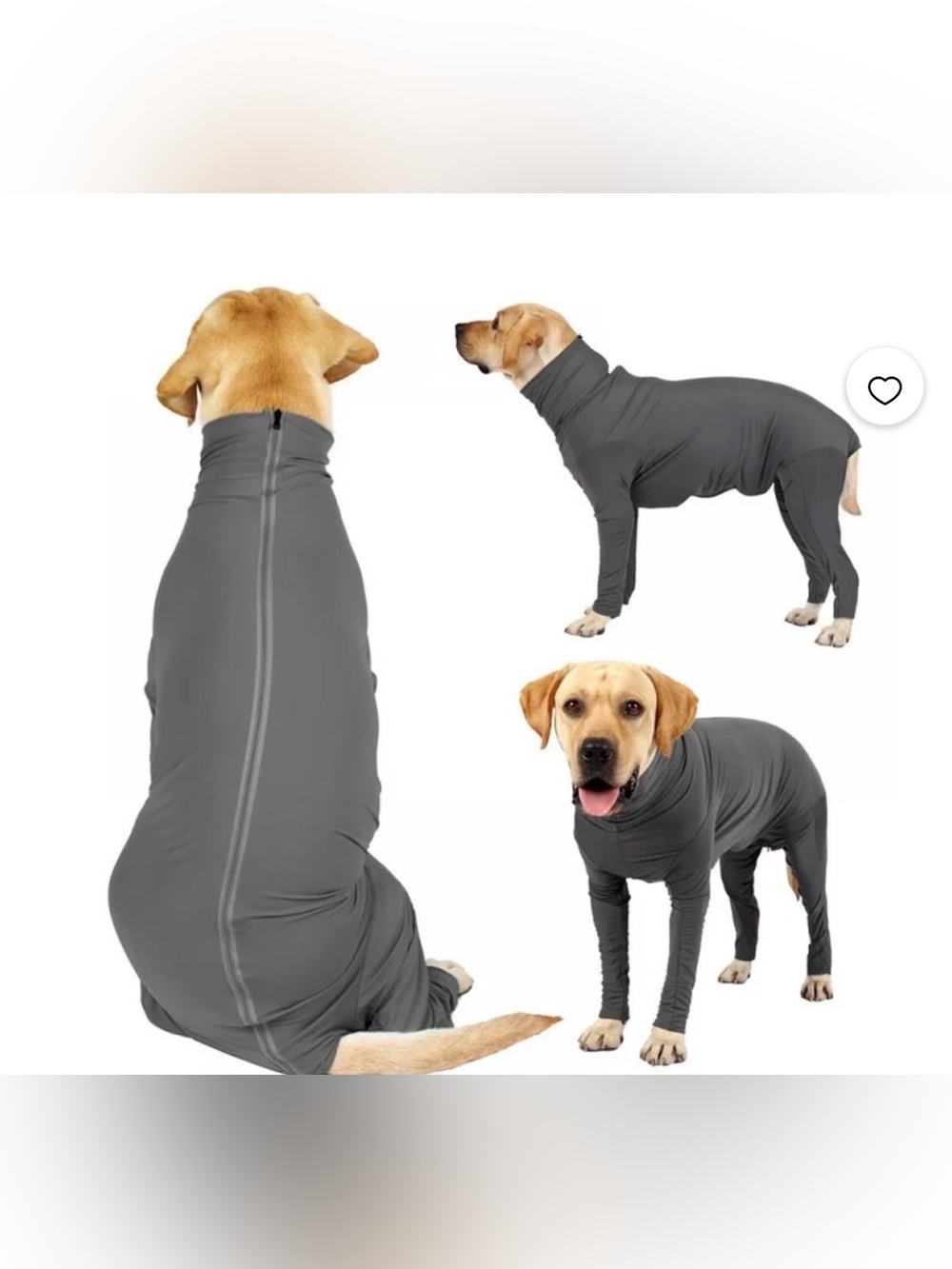 XXXL Gray Full Body Dog Recovery Suit Onesie – Like New (Fits Extra Large Breeds